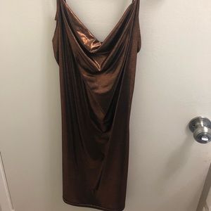 Metallic cowl neck mini